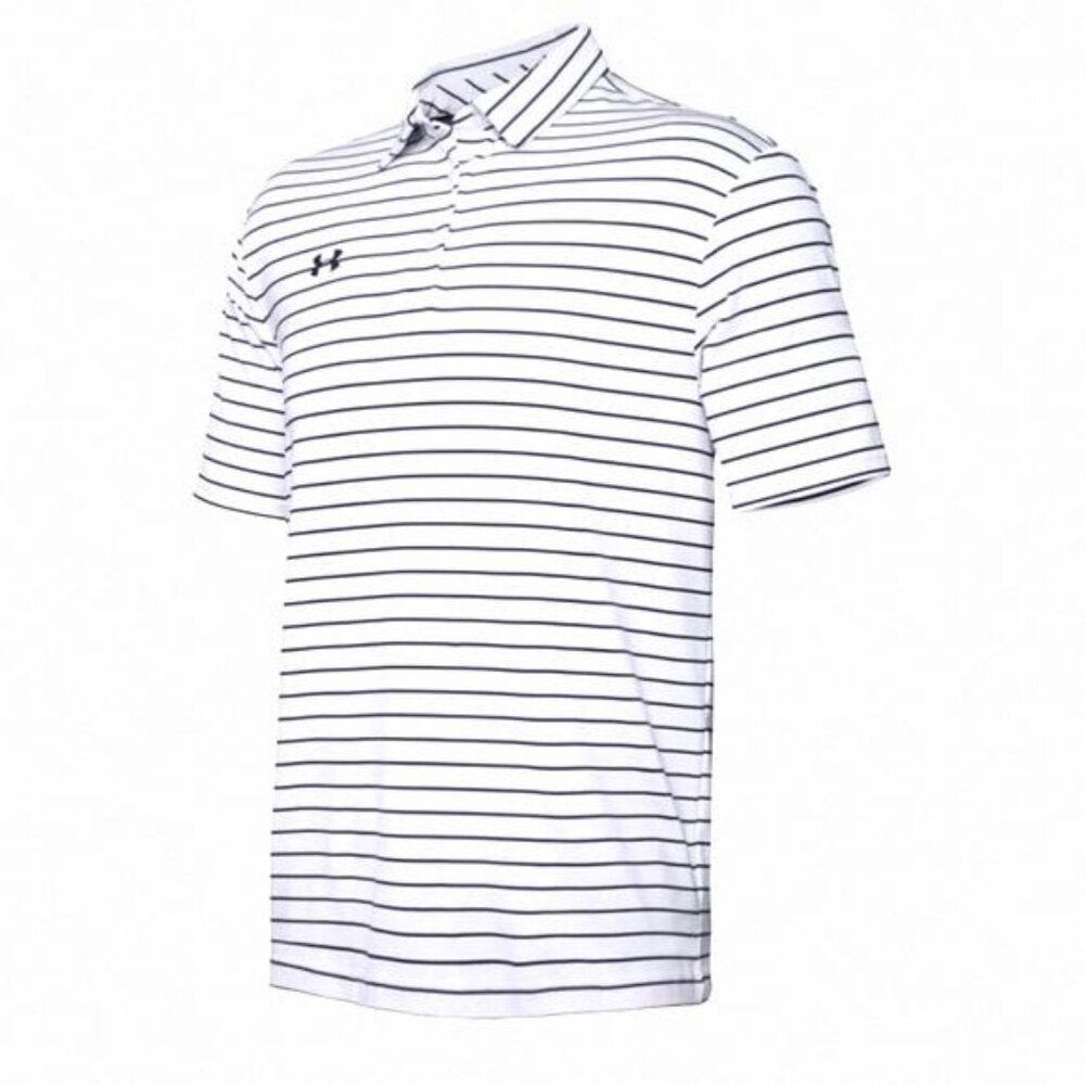 Under Armour UA HeatGear Men’s Playoff Polo Golf White 124 1327037 Shirt Striped - Picture 6 of 7